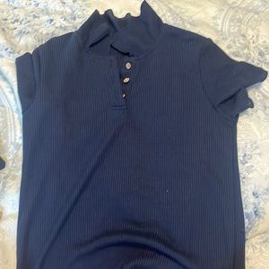 Navy blue half button up shirt